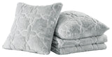 Tatami Faux Fur Throw Blanket & Pillow Shell Set, Silver