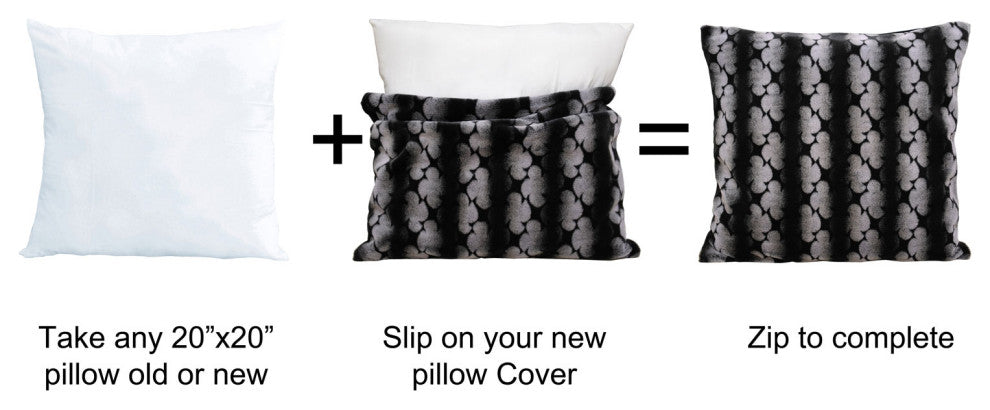 Ballys Faux Fur Throw and Pillow Shell Combo, Black, 50"x60"