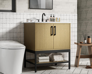 Home Living 30" Single Bathroom Vanity, Honey Brown