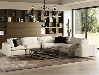 Divani Casa Vicki Modern Ivory Fabric Modular Sectional Sofa