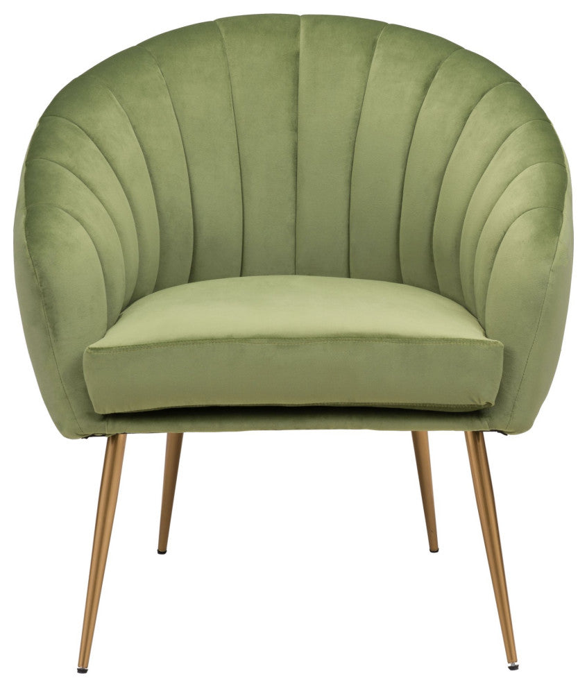Accent Chair, Steel Metal, Fabric, Green, Gold, Lounge Cafe Lobby Hospitality