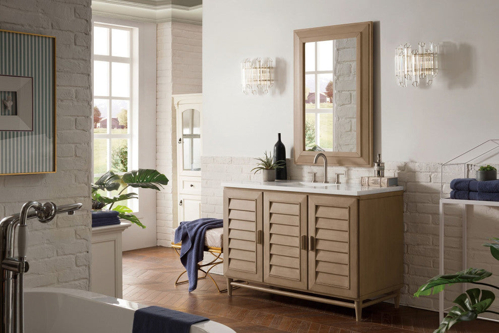 James Martin 620-V48-WW-3AF Portland 48" Single Vanity w/ Solid Surface Top