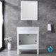 30" White Single Vanity, White Carrara Marble Top, White Sink and 28" Mirror
