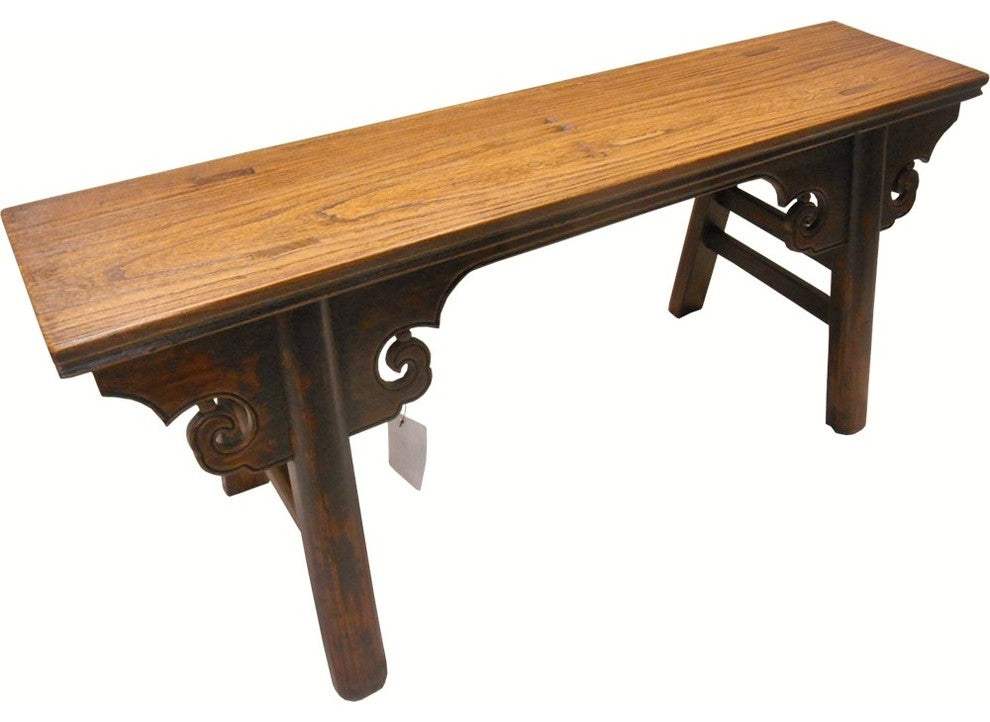 Splayed Leg Wooden Chinese Kung Foo Bench