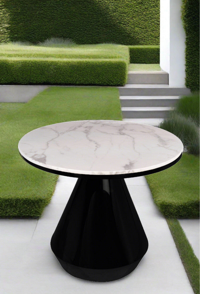 Gigi Outdoor Indoor  Marble Top Dining Bistro Table, Black
