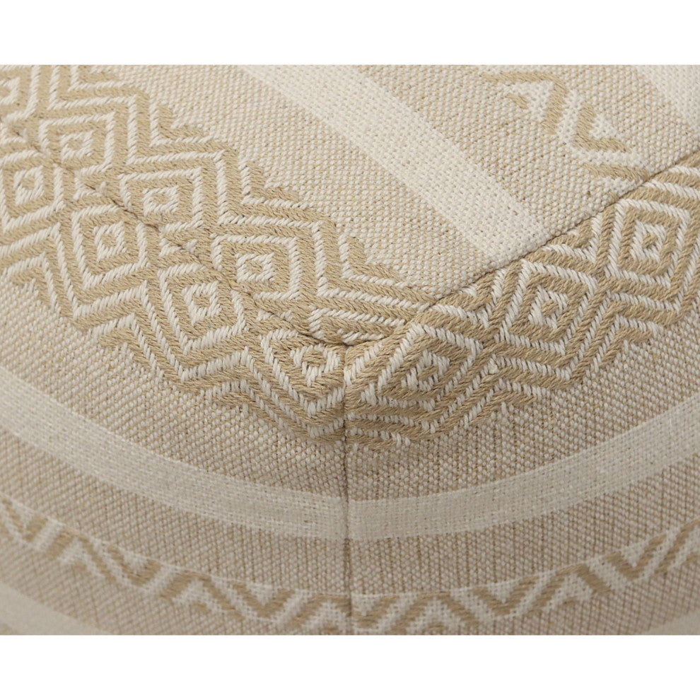 Natural Hand-woven Edith Pouf, 18" Cube