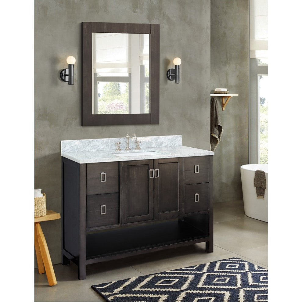 49" Single Vanity, Silvery Brown Finish With White Carrara Top