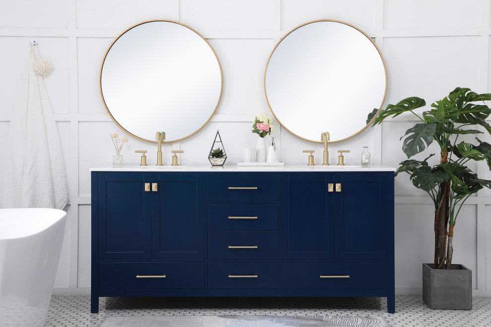 Blue 72" Double Sink Bathroom Vanity