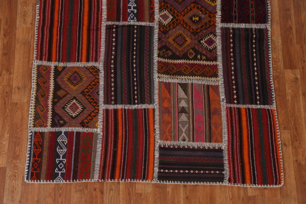 Tribal Patchwork Oriental Area Rug Hand-tufted Wool Carpet 4x6