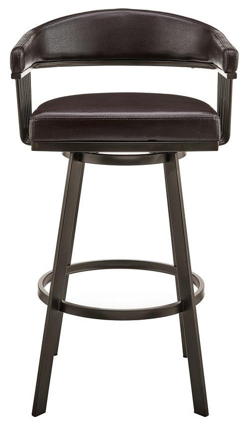 Bronson 30 Bar Height Swivel Bar Stool in Java Brown Finish and Chocolate...