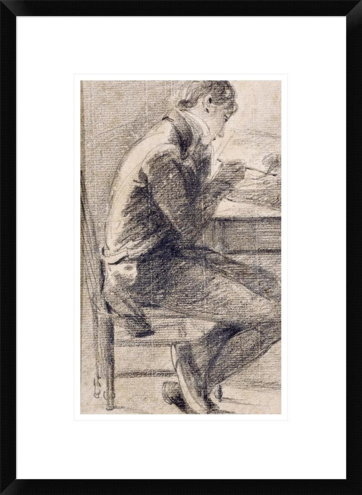 "Portrait of An Artist Sketching" Framed Print by John Constable, 17"x24"