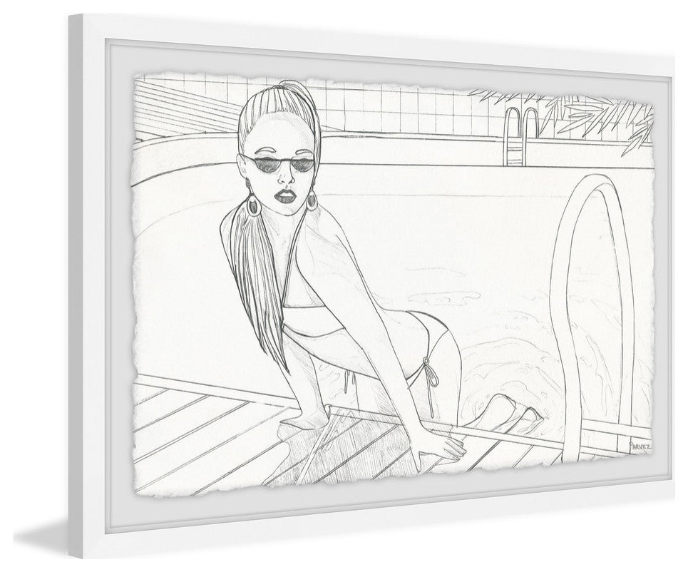 "Pool Love" Framed Painting Print, 45"x30"