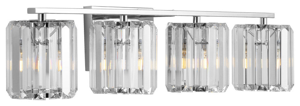 Coco Prism Vintage Metal/Glass Glam LED Vanity Light, Width: 29.75"