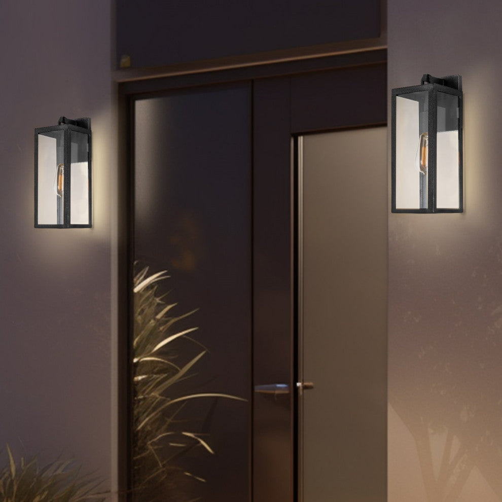 Kira Home Townsend 16" Farmhouse Weather Resistant Outdoor Wall Sconce, Glass