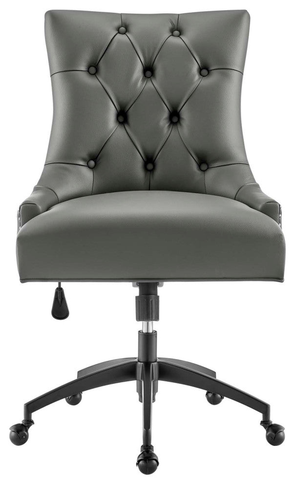 Regent Tufted Vegan Leather Office Chair Black Gray