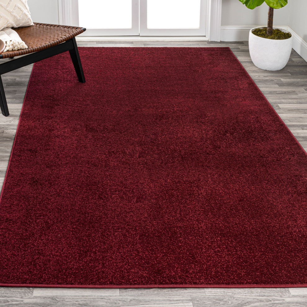 Haze Solid Low-Pile Dark Red 6 ft. x 9 ft. Area Rug