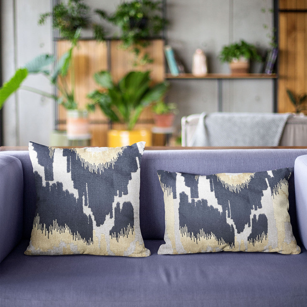 Plutus Velvet Glamour Black, Gold, Cream Handmade Luxury Pillow, 20"x20"