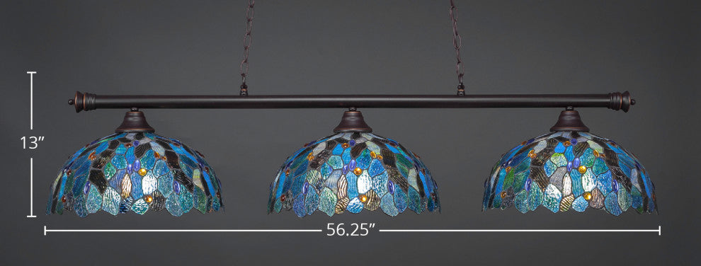 Oxford 3-Light Bar, Dark Granite/Blue Mosaic Art