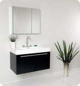 Fresca Vista 36" Black Modern Bathroom Vanity With Medicine Cabinet