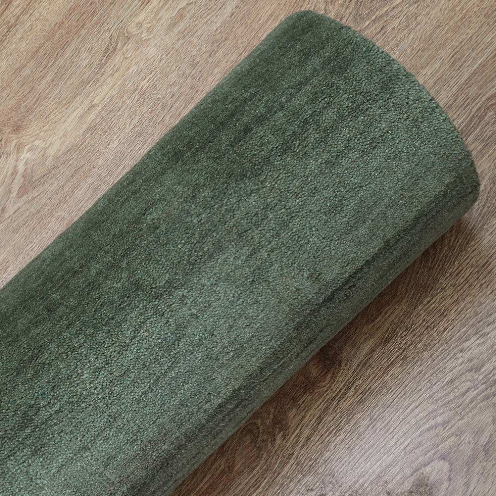 HAND KNOTTED LOOM WOOL ECO-FRIENDLY AREA RUGS - Rectangle, Green, Contemporary