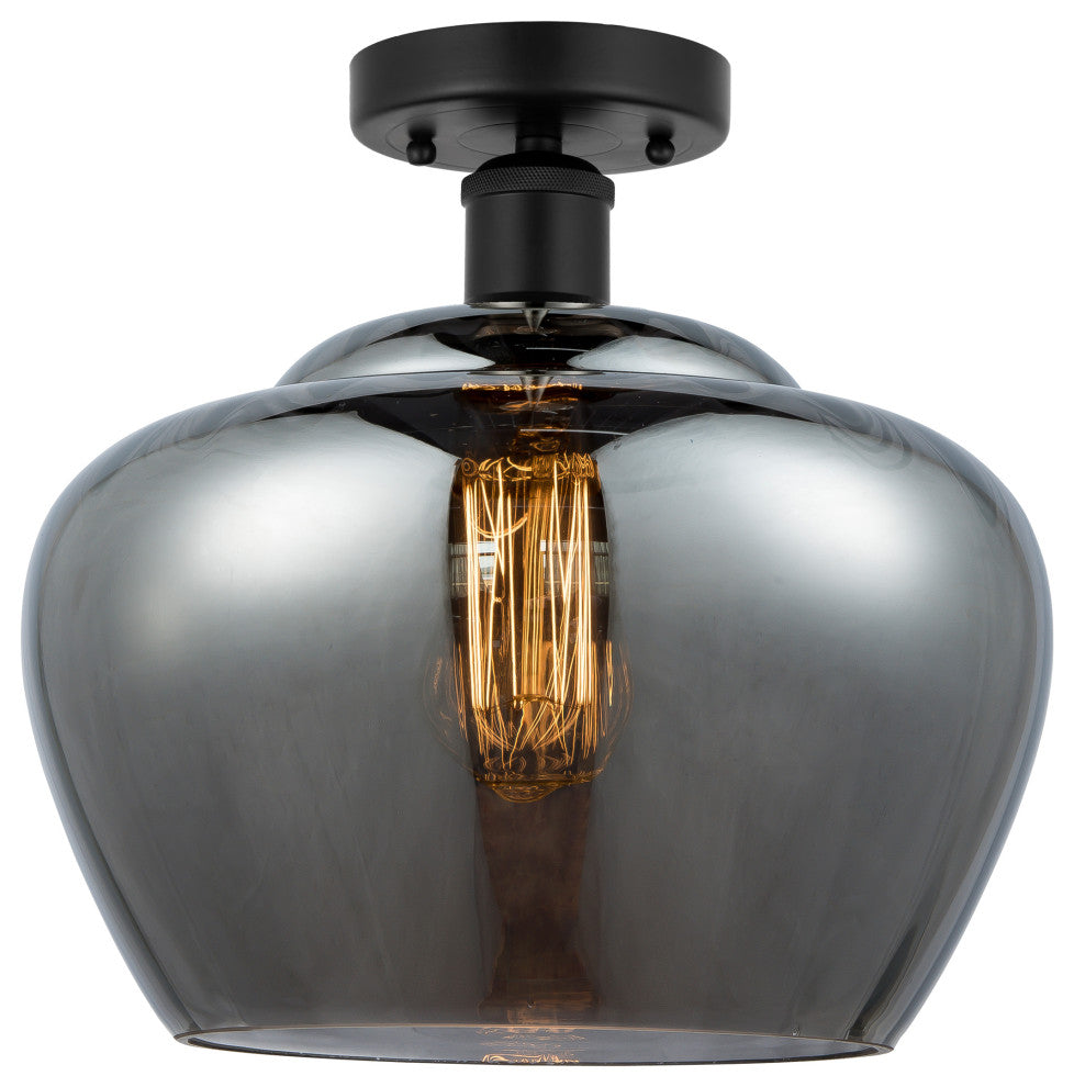 Innovations 616-1F-BK-G93-L Fenton 1 Light 11" Semi-Flush Mount, Matte Black