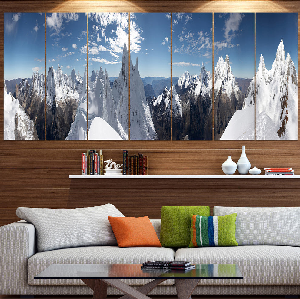 Beautiful Summit Panorama, Landscape Canvas Art Print, 83"x32", 7 Panels