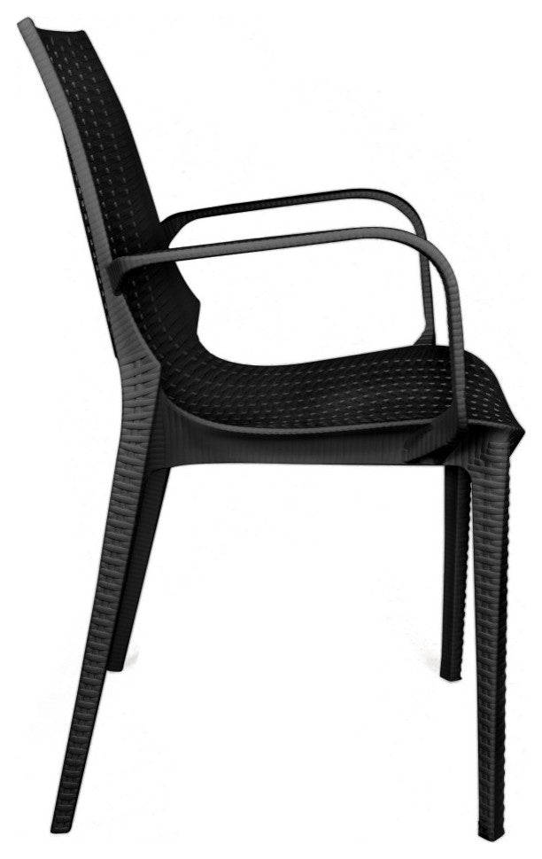 Kent Modern Stackable Outdoor Dining Arm Chair Set of 4, Black