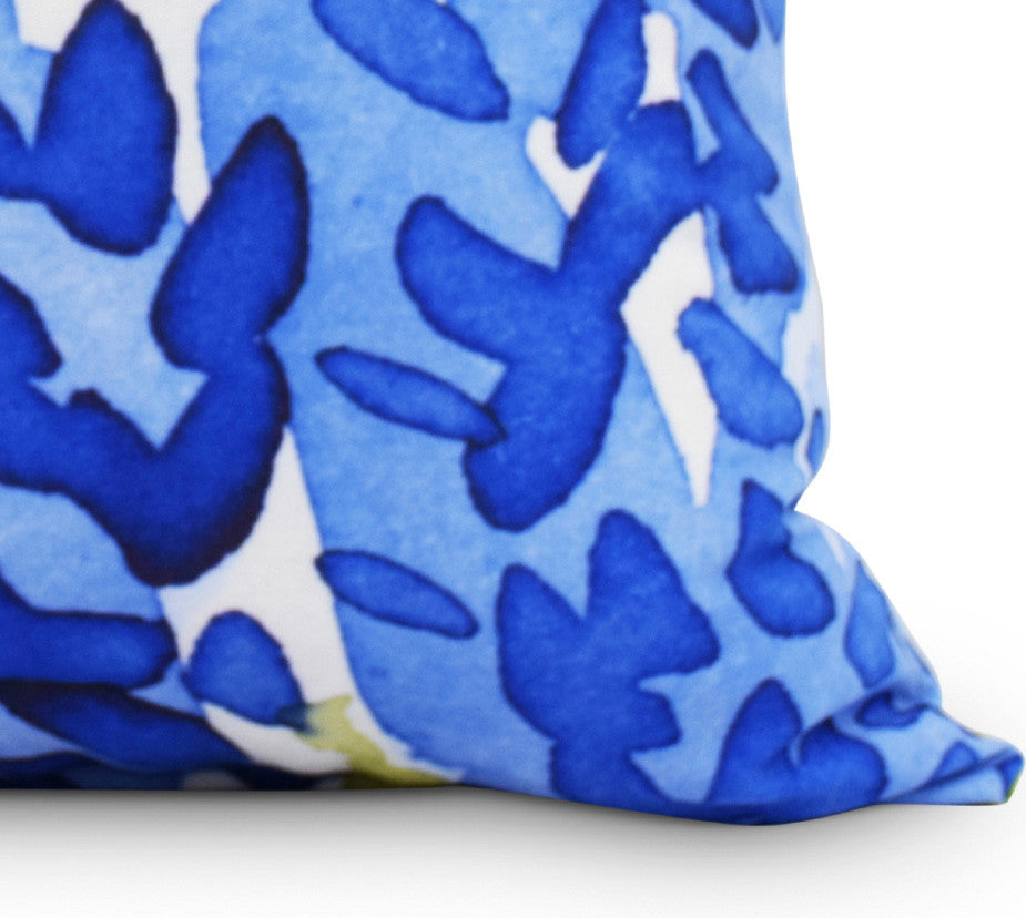 Flower Bell Decorative Floral Throw Pillow, Blue, 16"