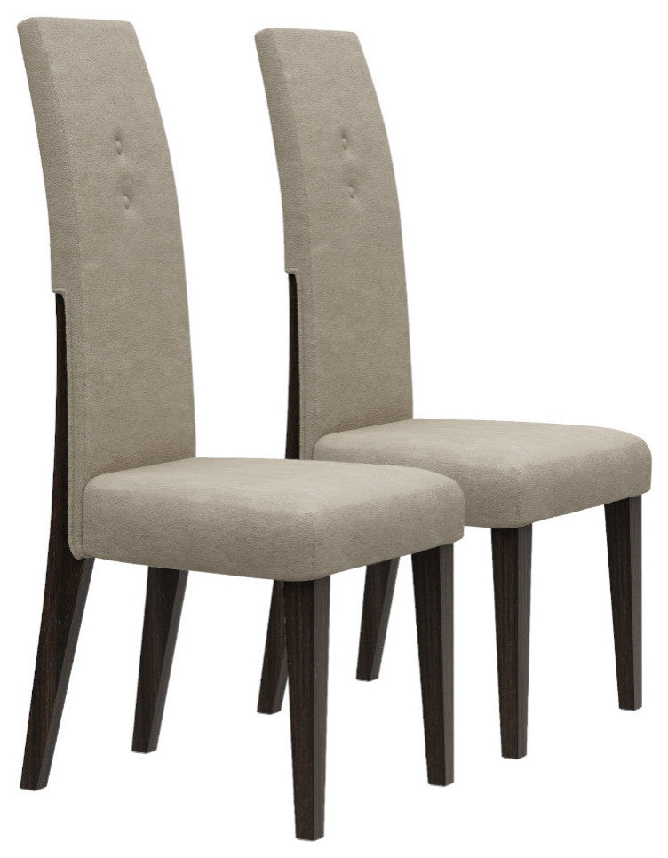 Set of Two Brown And Espresso Upholstered Microfiber Dining Side Chairs