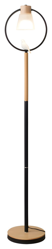 Corseaux | Creative Bell-Shaped LED Wooden Floor Lamp, Black, Bird