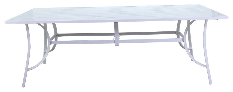 Courtyard Casual Santa Fe 84"x42" Rectangle Aluminum Dining Table, White