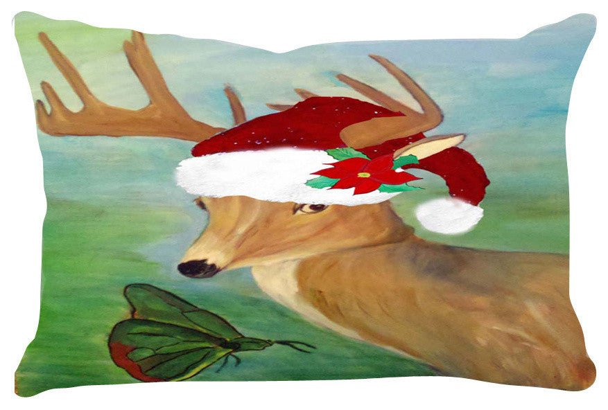 Holiday Pillow Sham, 40"x20", Santa Deer