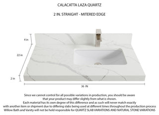 Santa Monica 36 Right Offset  Bath Vanity in Whitewashed Teak 2" Calacatta Laza