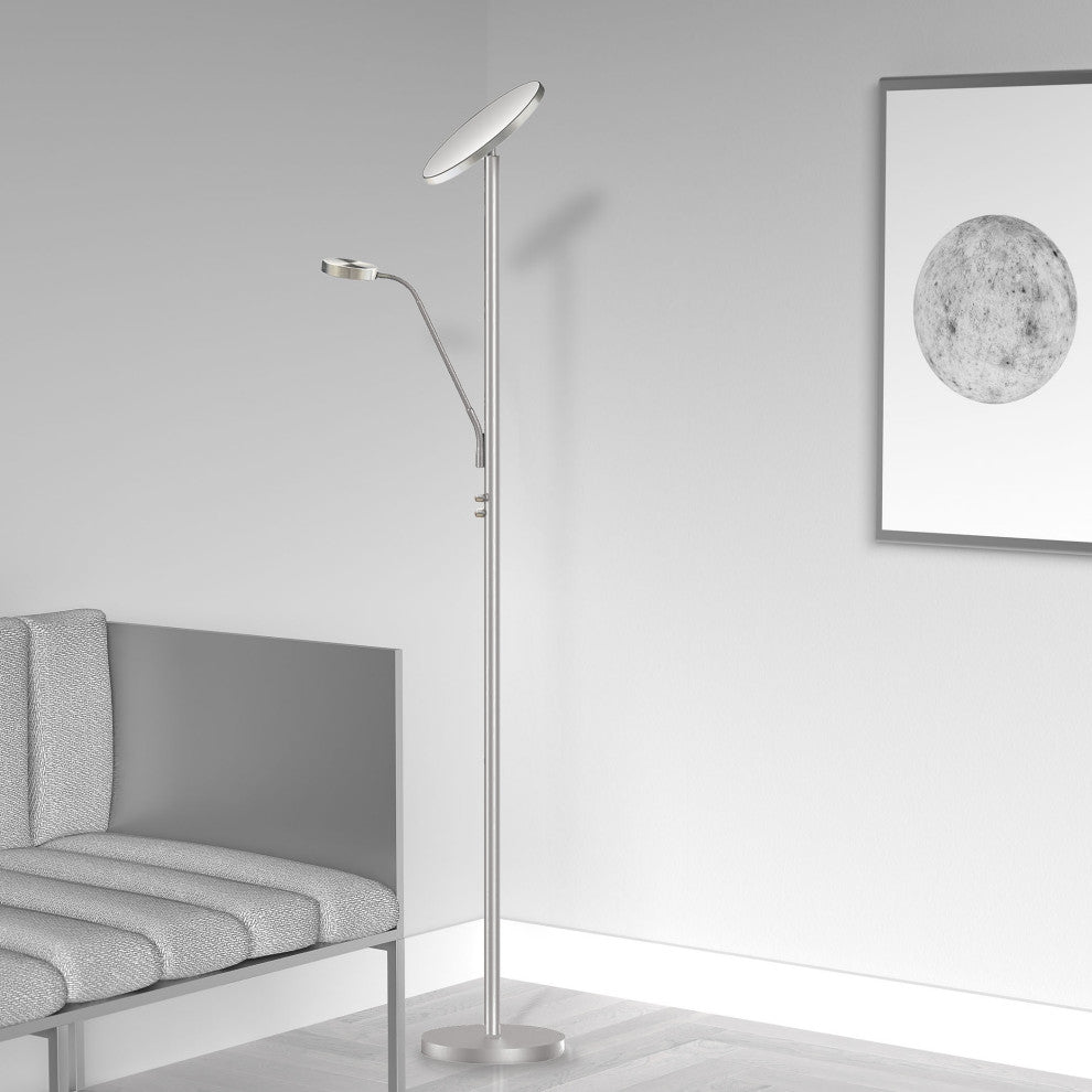 Mother & Son Floor Lamp, Satin Nickel Finish