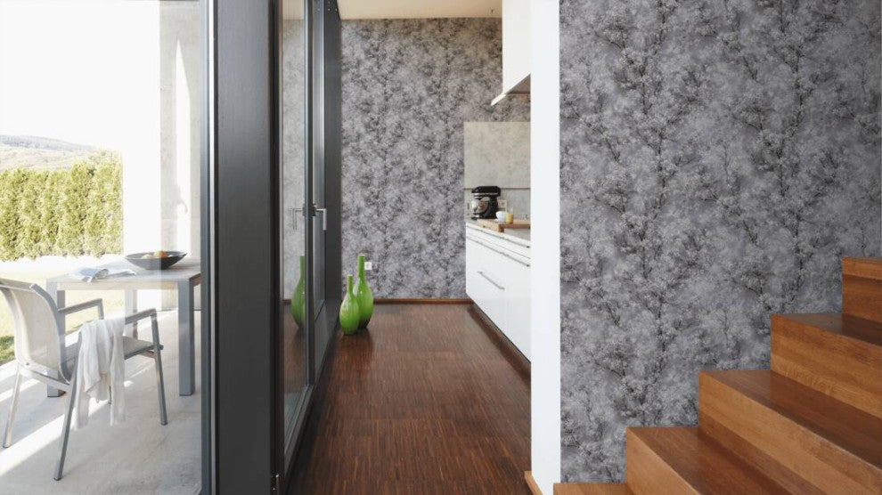 Floral Textured Wallpaper Featuring Tree Branches And Leaves, 374201