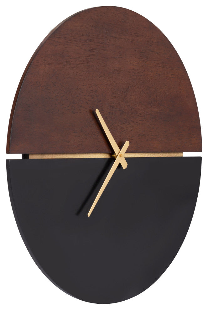Keene Wall Clock, Walnut Brown/Black, 22"