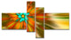 Rotating Bright Fractal Flower, Abstract Canvas Art Print, 60"x32", 4 panels