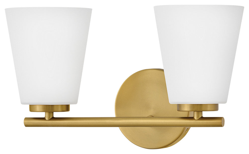 Lark Bri Small Two Light Vanity, Lacquered Brass