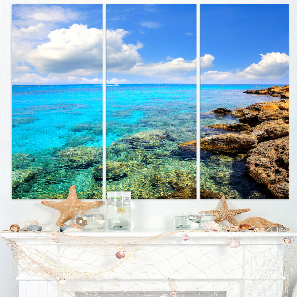 "Bright Summer Day in Sea" Canvas Wall Art, 3 Panels, 36"x28"