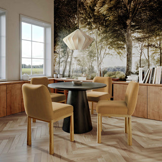 Tiara Velvet Oak Dining Chair, Cognac