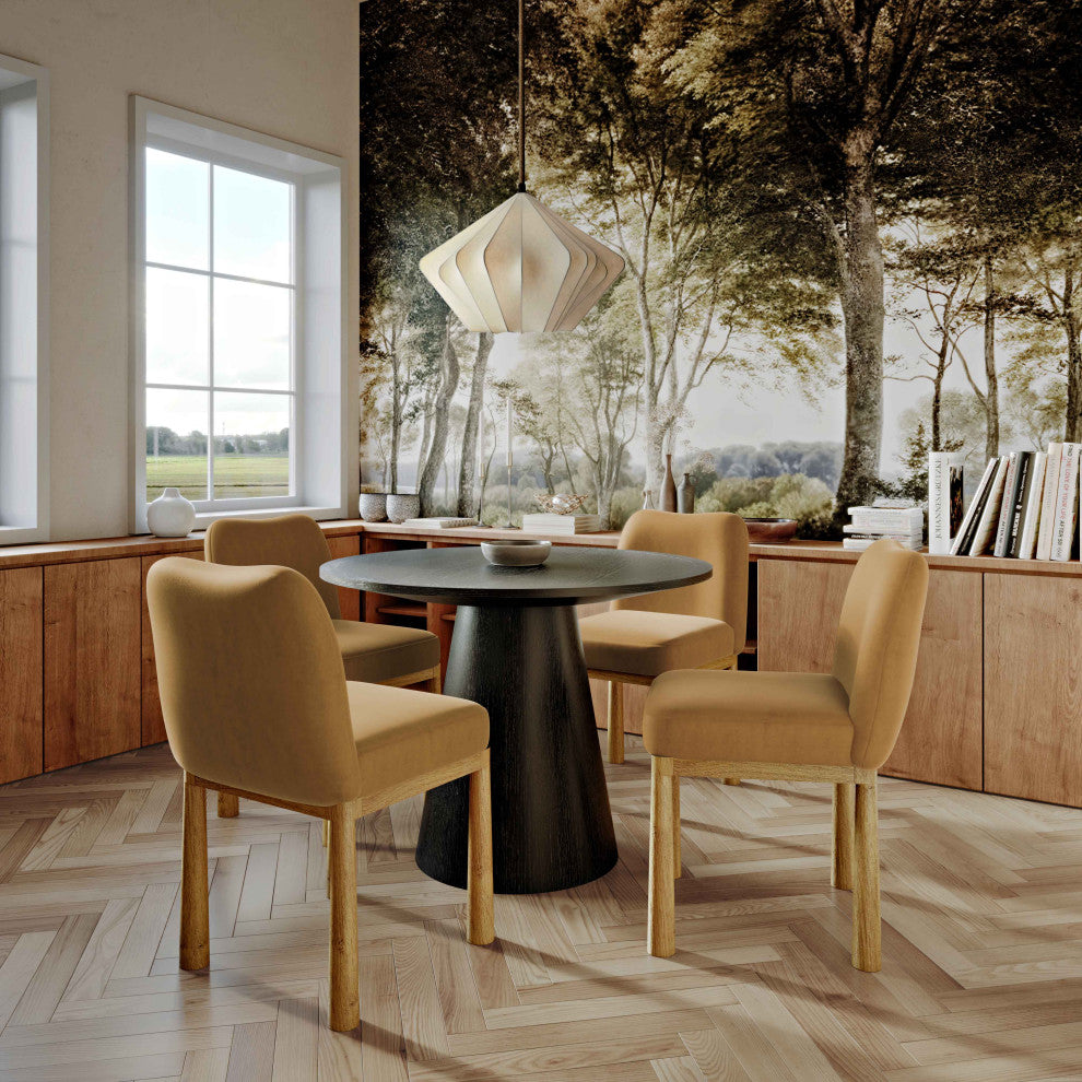 Tiara Velvet Oak Dining Chair, Cognac