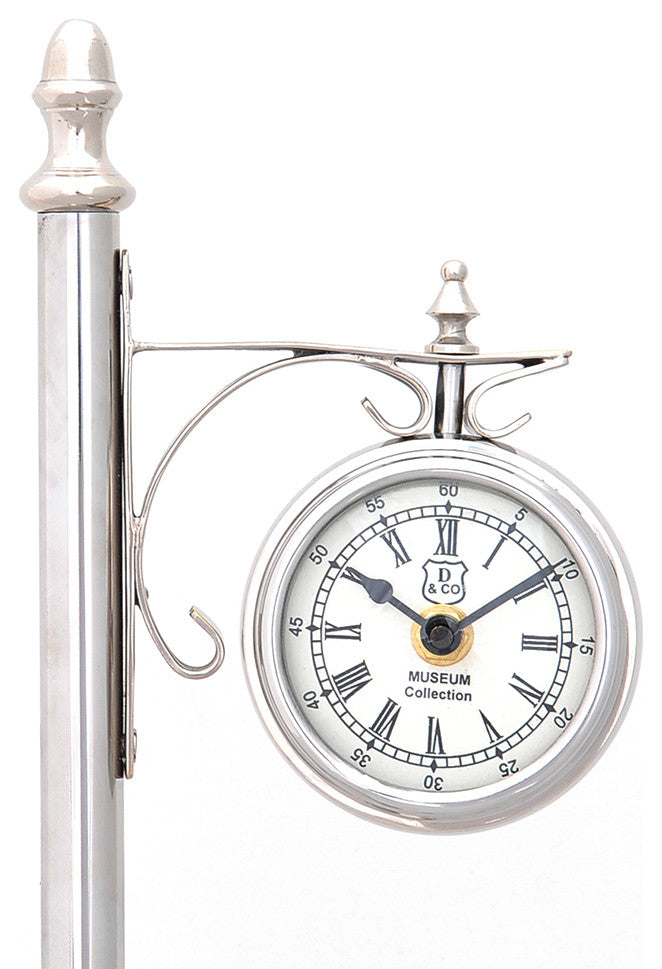 Brass/ Alum. Lamp Post Clock One Sided
