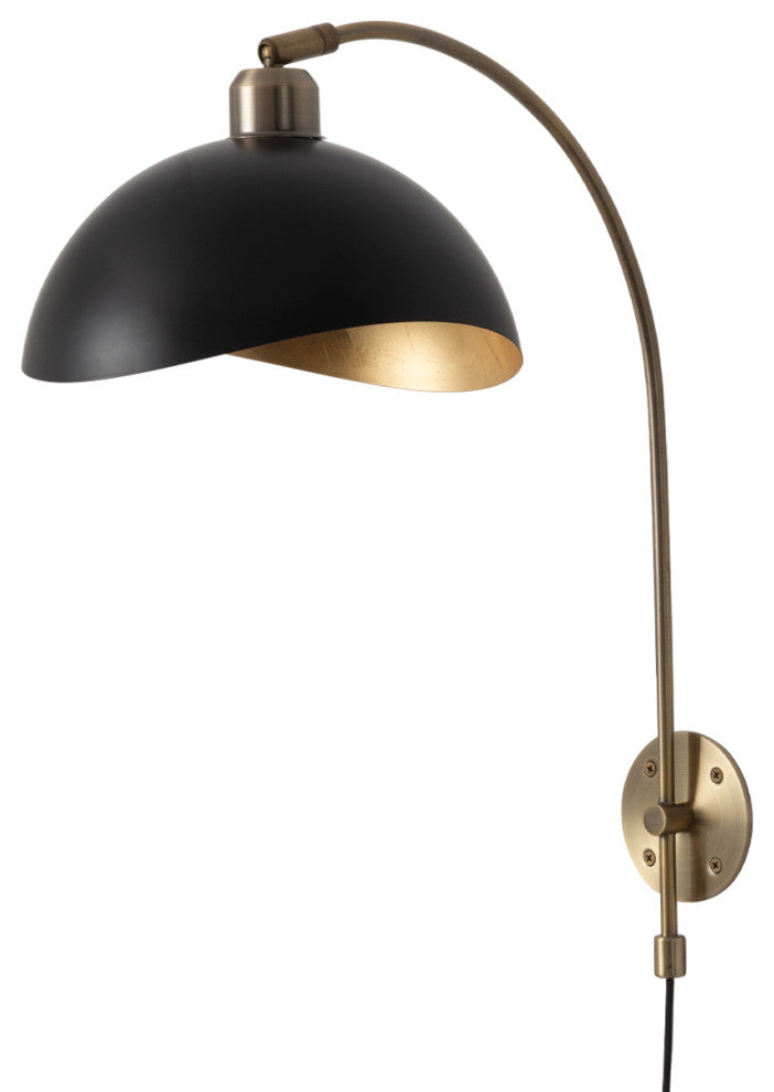 Luna Bella Wall Sconce, Weathered Brass, Matte Black