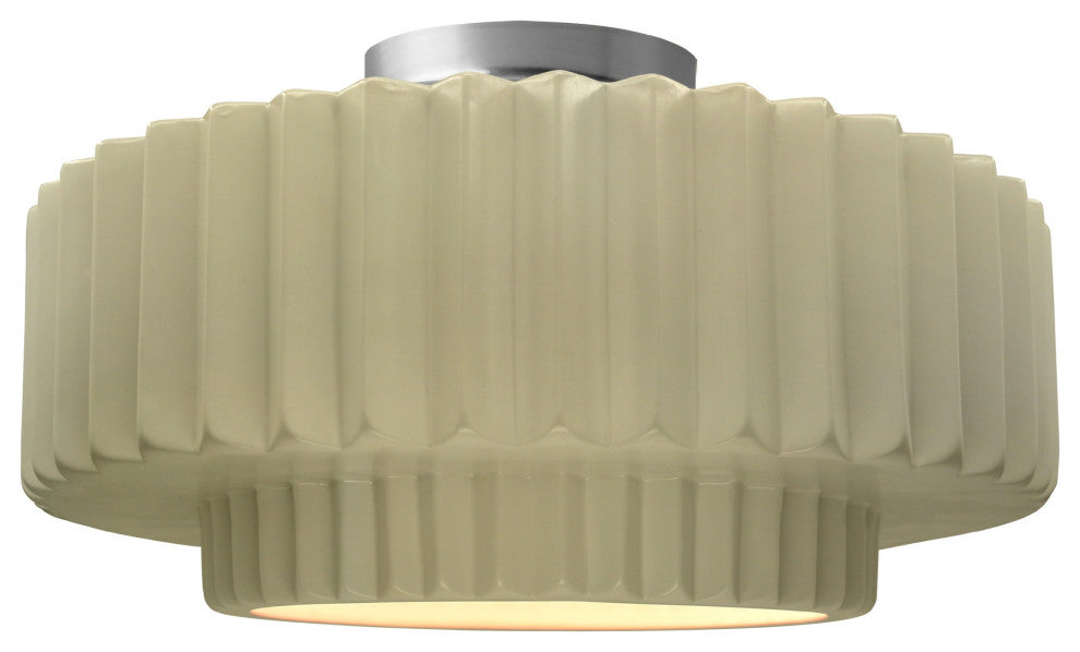 Radiance Medium Tier Pleated Semi-Flush, Vanilla Frame, Brushed Nickel, LED