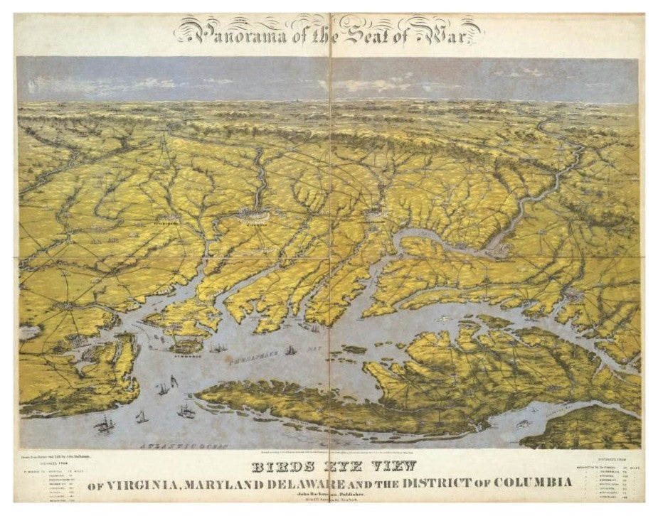 "Virginia, Maryland Delaware and District of Columbia, 1861" Paper Art, 18"x14"