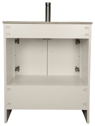 Pacific 30" Vanity With Integrated Ceramic Top and Brushed Nickel Handles, White