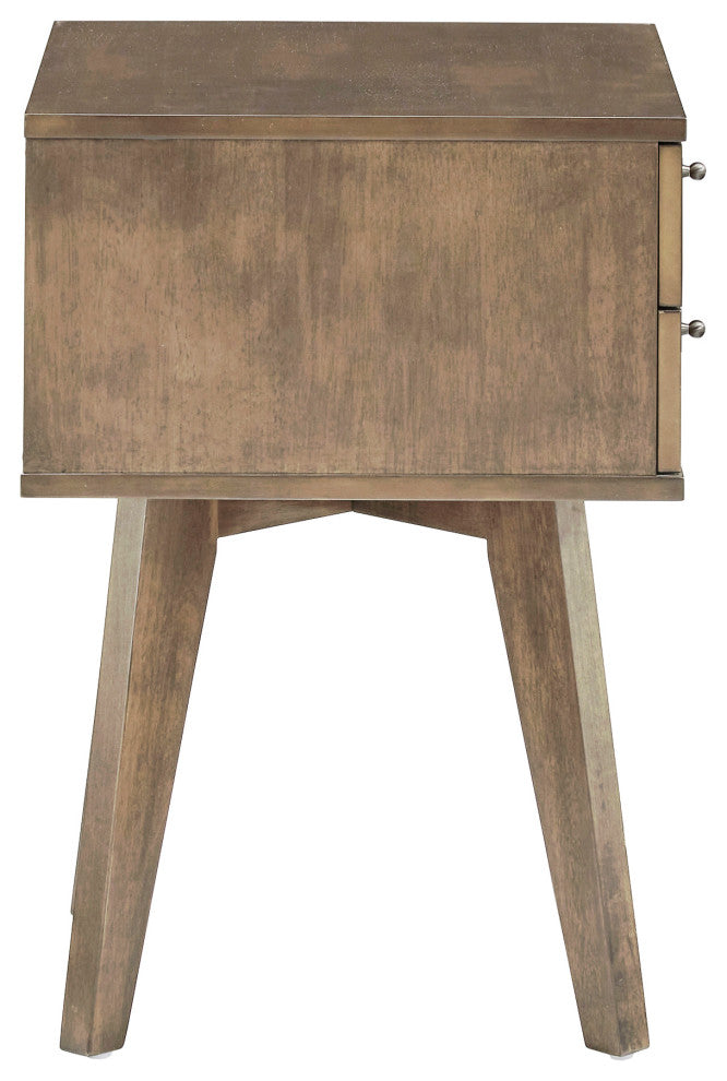 Donna 2-Drawer Wood Finish Nightstand, Gray