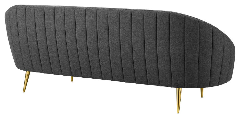 Sublime Vertical Curve Back Fabric Sofa Gray