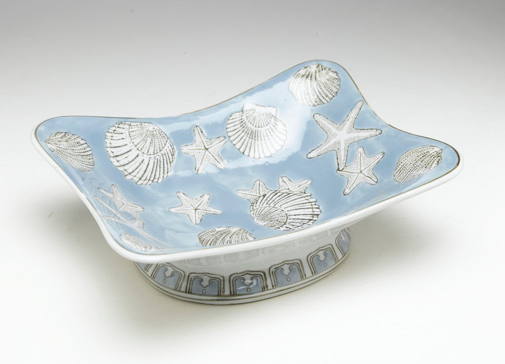 Square Light Blue and White Bowl