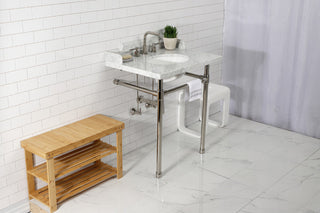 Kingston Brass LMS30M86ST 30" Carrara Marble Console Sink, Legs